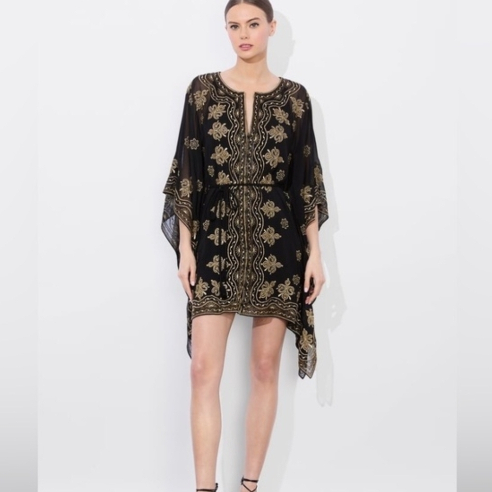 ALICE + OLIVIA Marva Embellished Mini Kaftan Size L - Picture 2 of 10